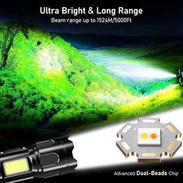 Ліхтар LED Blukar з 2 колірними температурами, COB бічне світло, регульована яскравість, 7 режимів, вологостійкий, для активного відпочинку