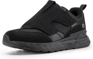 Кросівки для ходьби та бігу FitVille для чоловіків, широкі, спортивні, з клямками, зручні для широкої стопи, ортопедичні, неслизькі, для фітнесу та джогінгу (43 EU, чорний)