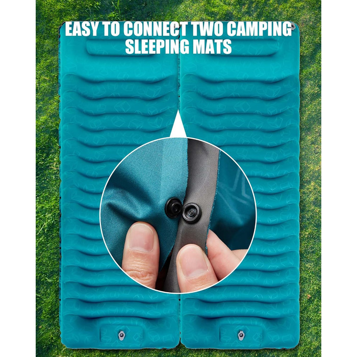 Надувний килимок для кемпінгу - самонадувний, товстий, з подушкою. Підходить для трекінгу, рюкзаків, подорожей. Синій.