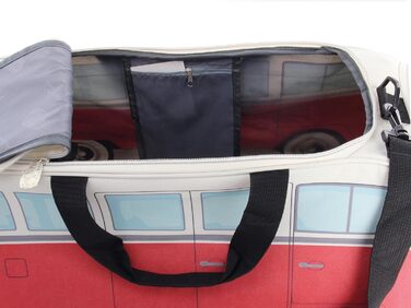 Сумка BRISA Volkswagen T1 Bulli, ретро-спортивна, через плече, велика, червоно-бежева, 60x30x30 см