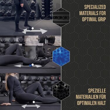 Масажний набір для ніг Igelball: ролер, масажні м'ячі з шипами (2 шт.), овальний м'яч з шипами. Для спини, ніг, стоп. З відеоінструкцією, постером та сумкою