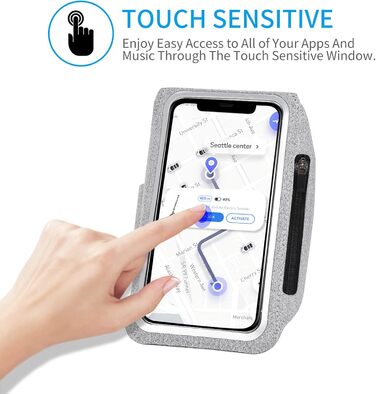 Спортивний браслет для телефону Haissky з кишенькою для навушників (6.9 дюйми) - сірий