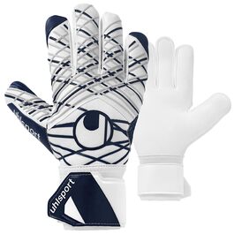 Воротарські рукавички uhlsport Supersoft HN - професійні для чоловіків та хлопчиків, з фіксацією пальців, білі/сині/срібні