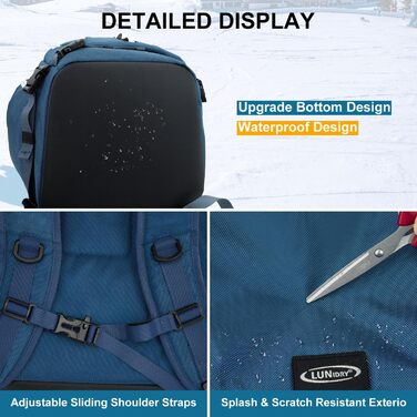 Сумка для лижних черевиків з відділенням для шолома, 65L, рюкзак для лиж, водонепроникна сумка для лиж, для лижних черевиків, ковзанів, лижних окулярів, сноуборду, лижних рукавичок, блакитна