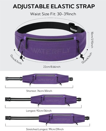 Поясна сумка для бігу WATERFLY: триатлон, марафон, тримач для телефону та номеру (фіолетова)