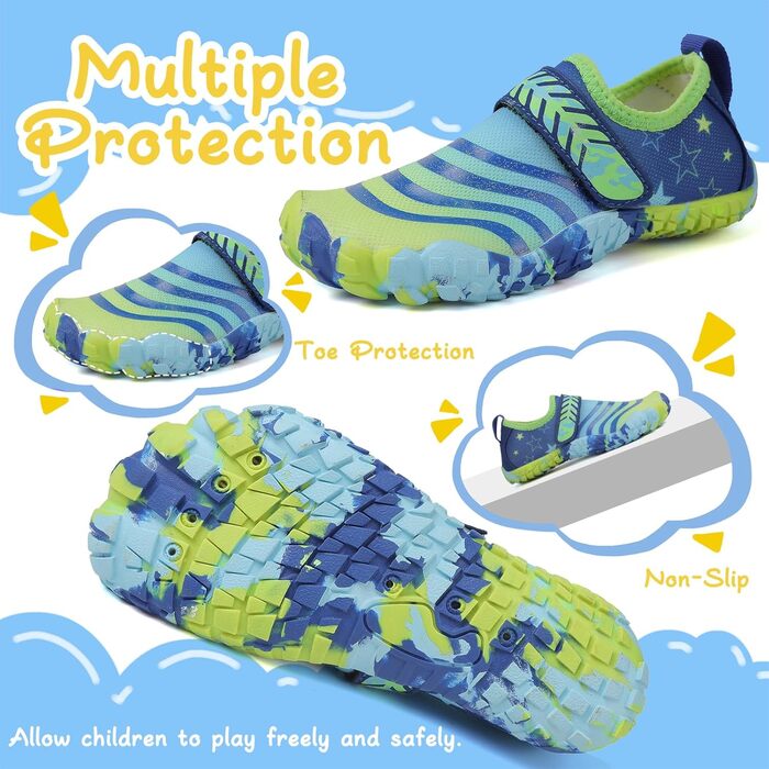 Дитячі аквашузи Hanani для плавання та відпочинку на пляжі (33 EU, блакитно-жовтий)