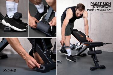 Регульована складана лава для гантелей, посилена тренажерна лава для дому, витримує до 360 кг, багатофункціональна атлетична лава для силових тренувань