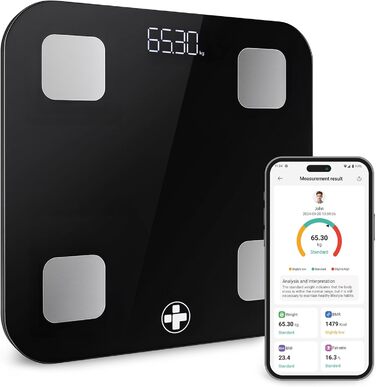 Ваги медичні Smart BMI Reliance, Bluetooth, аналіз складу тіла, LED-дисплей, керування вагою, сумісність з фітнес-додатками, розмір L 28x28x2.4 см, упаковка 1 шт.