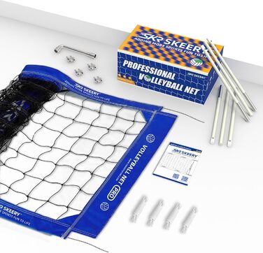 Професійний волейбольний комплект Weiss: сітка 32x3.3FT з двома сталевими тросами та бічними стійками для двору, школи, майданчика