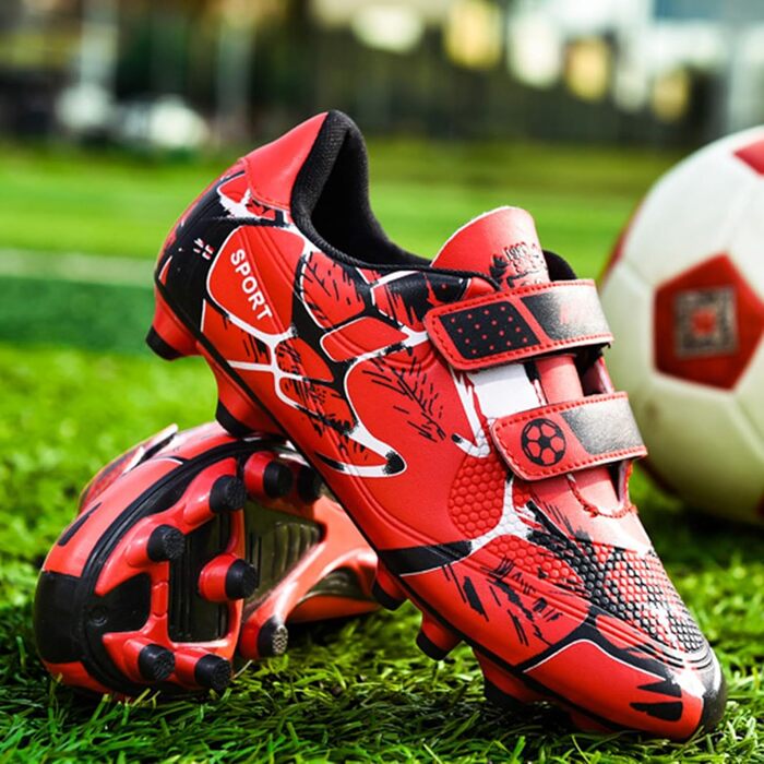 Дитячі футбольні бутси Kinder - червоні, унісекс, з кріпленням на липучці, для тренувань та гри на траві, розмір 34 EU