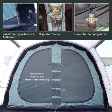 Намет Skandika Hafslo Sleeper Protect для кемпінгу 4/5/6 осіб, водонепроникний, з вшитим дном (5000 мм), тамбур, чорна спальня | Сімейний намет