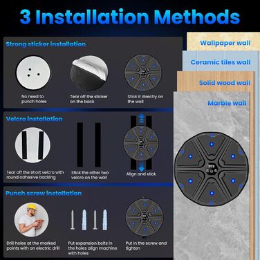 Музичний боксерський тренажер: електронна машина для ударів з Bluetooth, 9 режимів та музикою (чорний)
