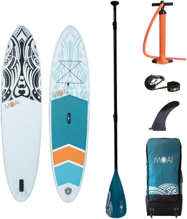 MOAI 9'5'' Надувна SUP дошка для веслування стоячи, преміум-комплект: весло з фіброволокна, сумка, насос, плавник