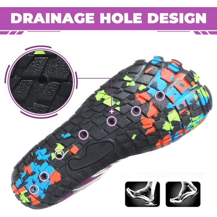 Шкарпетки для плавання Ziitop: чоловічі та жіночі, швидковисихаючі, з дренажними отворами, для пляжу, басейну, каякінгу, фітнесу, трейлраннінгу та хайкінгу, розмір 35-46