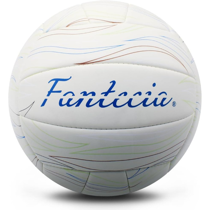 Волейбольний м'яч Fantecia, розмір 5, шкіряний Soft-Touch, білий, з насосом, для гри в приміщенні, на вулиці, в басейні, на пляжі та в саду