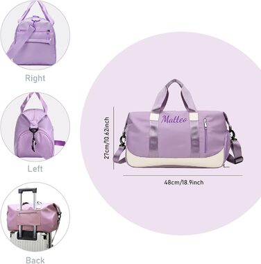 Персоналізована спортивна сумка для фітнесу та подорожей з відділенням для взуття та мокрих речей, жіноча сумка-дафл 35Л (Фіолетова)