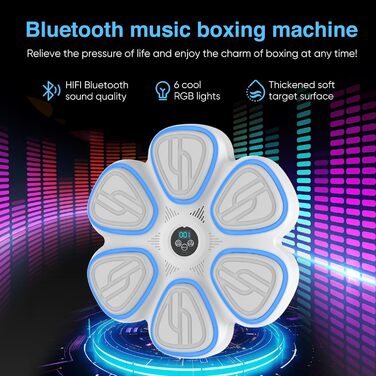 Музична боксерська машина Doramier з Bluetooth, LED-підсвічуванням та 2 парами рукавичок. 9 режимів тренування, підрахунок ударів, для дорослих та дітей.