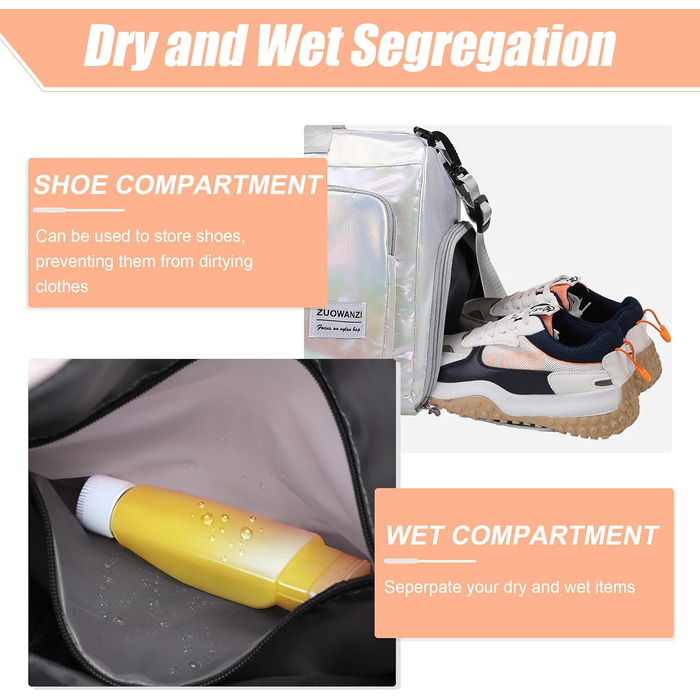 Спортивна сумка Tokeya для жінок: водонепроникна сумка для плавання, гімнастика, спортзал, подорожі (бежева)