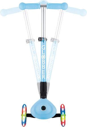 Самокат трьохколісний GLOBBER Junior Fantasy Lights, 120/80 мм, ABEC 5, складаний, LED-колеса, блакитний