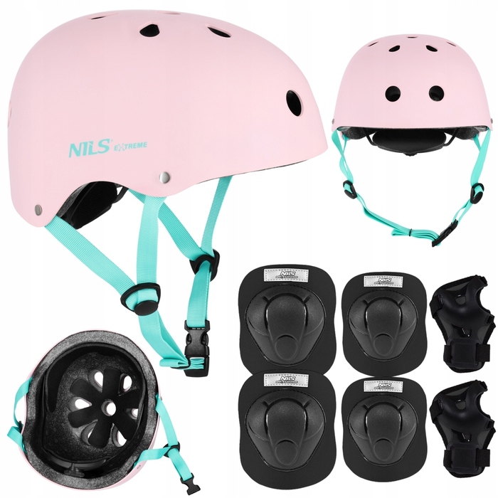 Дитячий велосипедний шолом з регулюванням та набір захисту для скейтбордингу, розмір L