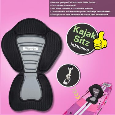 Надувний SUP (Stand Up Paddle Board) з кріпленням для камери, рожевий, 330x76x15 см, до 150 кг, з насосом та рюкзаком