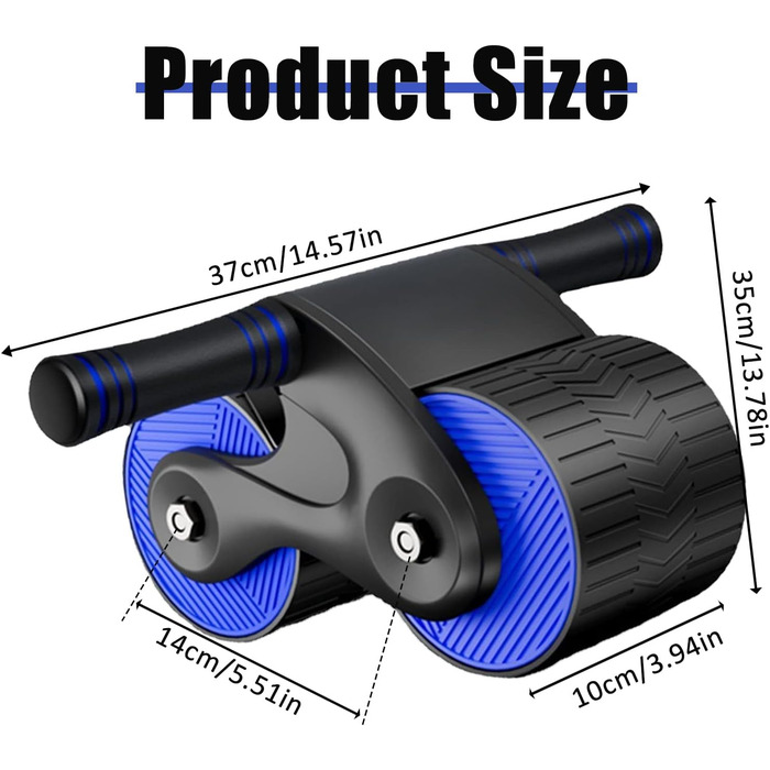 AB Wheel TWSOUL: тренажер для пресу з автоматичним відскоком та килимком, для зміцнення м'язів кора (Блакитний)