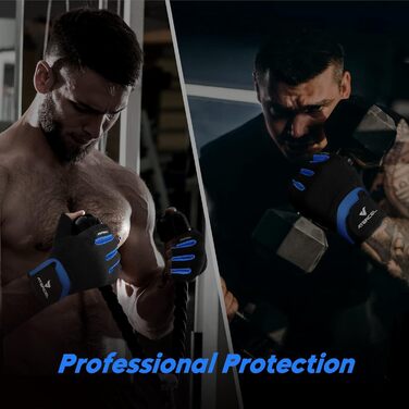 Рукавички для фітнесу ATERCE, тренувальні рукавички для кросфіту, бодібілдингу, велоспорту, залу, силових тренувань, спортивні рукавички для жінок та чоловіків (Синій, M)