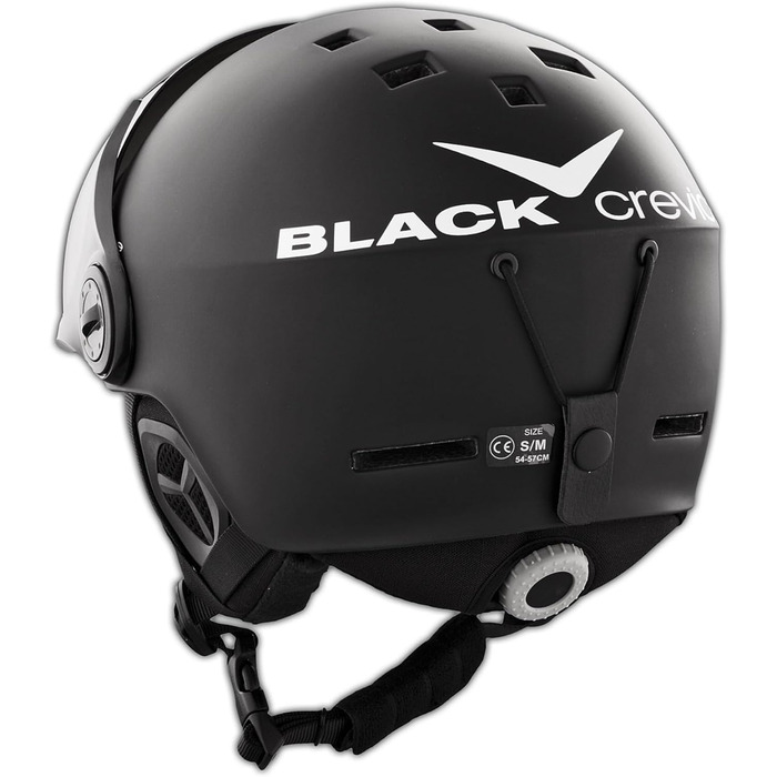 Шолом гірськолижний BLACK CREVICE Saalbach з візором (пілотський стиль) чорний/білий, унісекс, 58-61 см