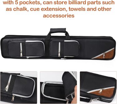 Чохол для більярдних київ ICZW на 4 киї (8 насадок) з шкірозамінника, чорний та верблюжий