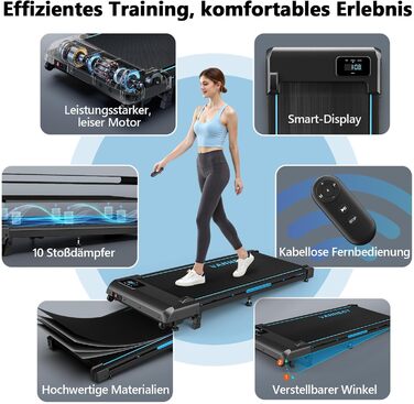 Walking Pad VANNECT: компактний біговий тренажер для дому з регулюванням нахилу, LED-дисплеєм та пультом керування. Максимальне навантаження 150 кг, без монтажу.