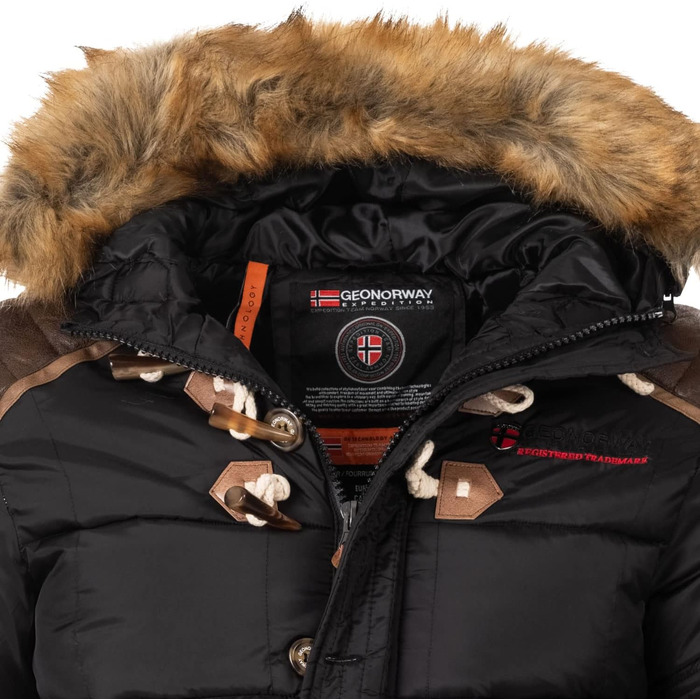 Чоловіча зимова куртка Geographical Norway: теплий утеплений анорак для лиж та сноуборду (комплект з шапкою Beanie M Belph Black)