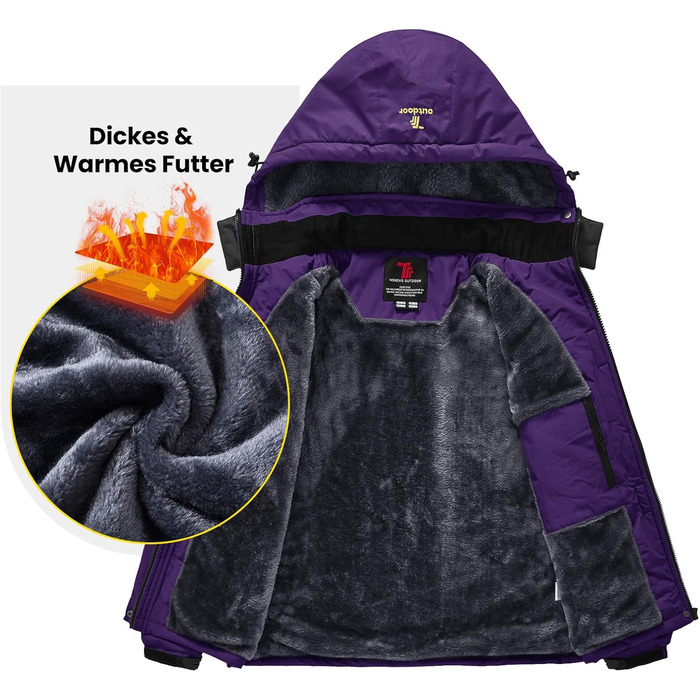 Жіноча куртка: флісова, зимова, водонепроникна, дихаюча, тепла, вітрозахисна, софтшел з капюшоном (XXL, фіолетовий)