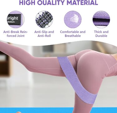 Стрічки для фітнесу Widerstandsbänder [3 шт.] для сідниць та стегон, антиковзкі фітнес-гумки для жінок/чоловіків, силові тренування, йога, пілатес, фітнес (світло-фіолетовий, фіолетовий, темно-фіолетовий)