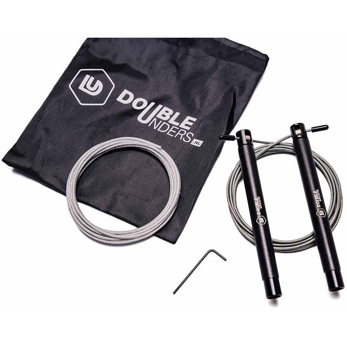 Скакалка Springseil Speed Rope: регульований, для CrossFit, боксу, фітнесу. Металеві ручки, срібно-чорний колір