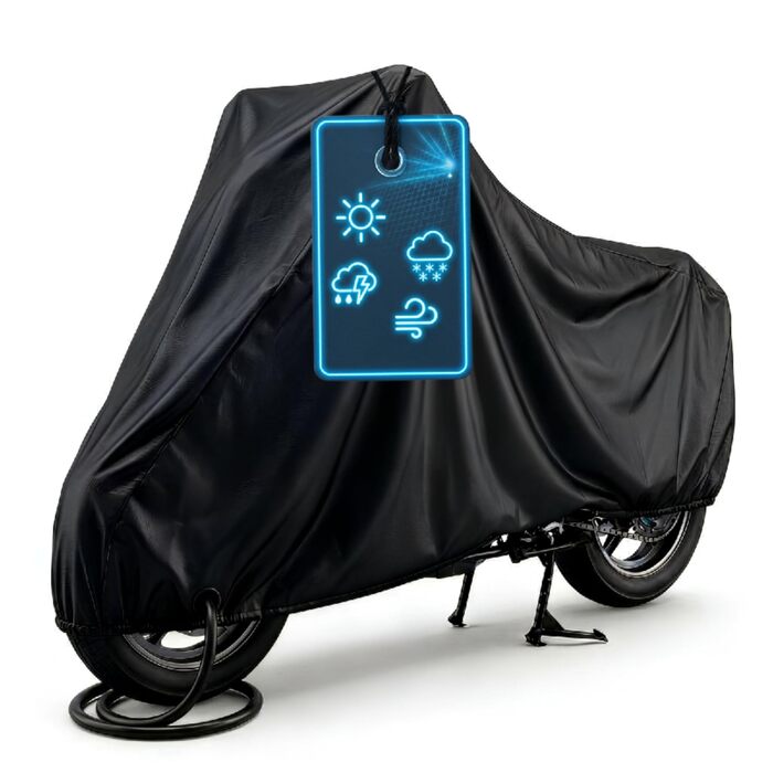 Водонепроникний чохол для мотоцикла та скутера Vespa All Weather, всесезонний захисний тент від дощу та пилу, чорний, розмір S (185x90x110 см)