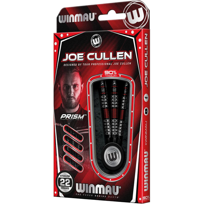 Дротики WINMAU Joe Cullen Special Edition 22 г професійні, вольфрамові, з оперенням і стрижнями