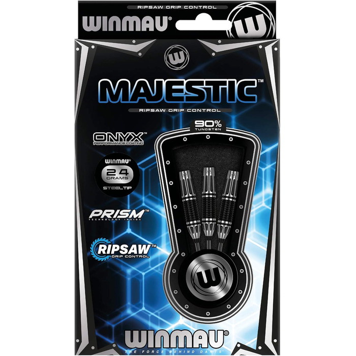 Дротики WINMAU Majestic Profi з вольфраму для дартсу зі сталевим наконечником, набір з оперенням і стрижнями