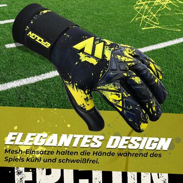 Дитячі та юніорські рукавички воротаря з латексної піни, чорні. Дихаючі та зручні рукавички для хлопчиків та дівчаток.