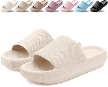 Шльопанці Badelatschen Cozislides: жіночі та чоловічі шльопанці для дому та пляжу, антиковзаючі, літні, Wolkenschuhe, 46/47 EU, бежеві