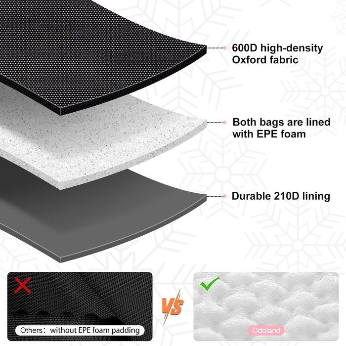 Сумка для лиж Odoland Skitasche Set, рожева: містка, водонепроникна, для подорожей, до 200 см