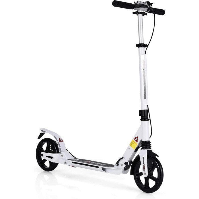 GOPLUS Roller Kinder 8 років: міський тредролер для дітей, підлітків та дорослих (до 100 кг), регульована висота, складний, з гальмом та ременем (білий)