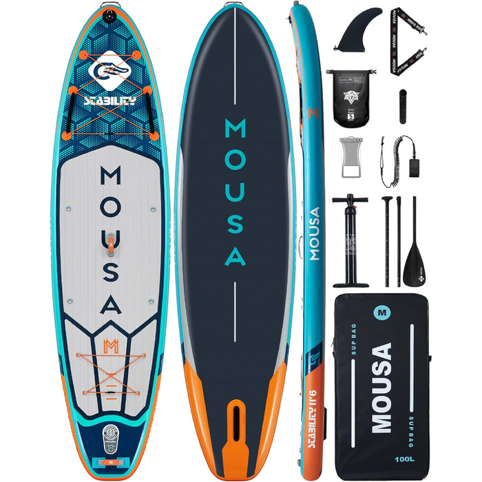 Надувний SUP-борд Krokodil 10'8/11'*35' для 3 осіб, 300x89 см, помаранчевий