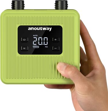 Електрична повітряна помпа для SUP Anoutway The Jungle - Швидка портативна SUP помпа, акумулятор 20PSI, автовимкнення, 12V DC, для SUP, човнів, надувних виробів, Jungle Green