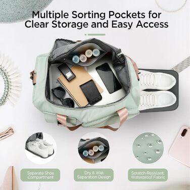 Спортивна сумка Cozary 42L: водонепроникна, з відділенням для взуття та мокрих речей, ідеальна для тренувань, подорожей та бізнесу (зелена)