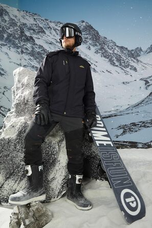 Зимова куртка MAGCOMSEN для чоловіків: тепла, водонепроникна, з капюшоном. Підходить для катання на сноуборді, активного відпочинку та роботи. Розмір L, чорний колір.