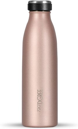 Термос 720°DGREE milkyBottle 500 мл для дітей, нержавіюча сталь, BPA Free, герметична, для газованої води, спорт, школа, світло-рожевий/золотий