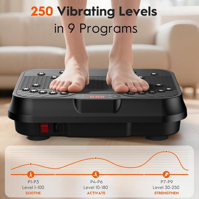 Віброплатформа для схуднення та корекції фігури Ganzkörper, 180 кг, 250 швидкостей, регульована