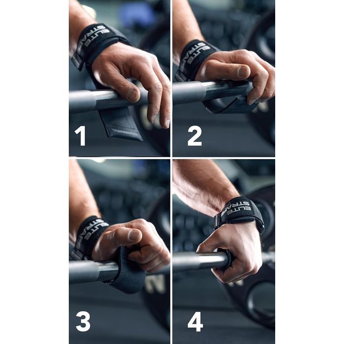 Фітнес-ремні Fitgriff® Elite Straps 2.0 для силових тренувань - Bodybuilding, Fitness, Gym - підходять для жінок та чоловіків, чорний, M/L