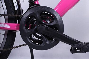 Дівчача дитяча велосипед 24 дюйми, 21 передача Shimano, освітлення згідно з Правилами дорожнього руху, рожевий, подвійний фрейм