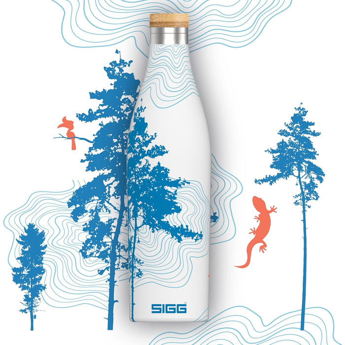 Термос пляшка SIGG Meridian 0,5 л Sumatra Tree, ізольована, з подвійними стінками з нержавіючої сталі 18/8, бамбукова кришка, без BPA та пластику, вузька, герметична